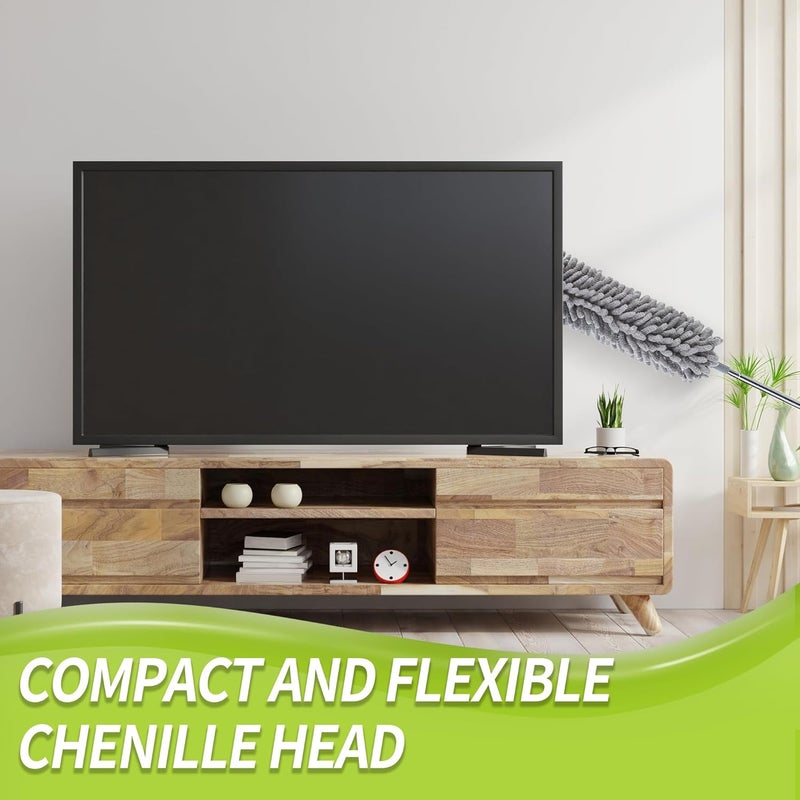 IVYROLL Cobweb Duster with Extension Pole, 100'' Microfiber & Chenille Ceiling Cleaner Kit, Reusable Feather Duster, Bendable, Washable - Image 4